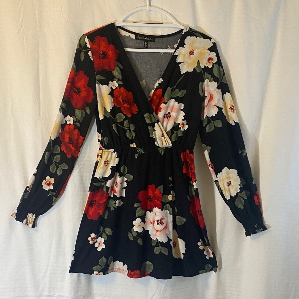 Derek Heart Black Floral Mini Dress